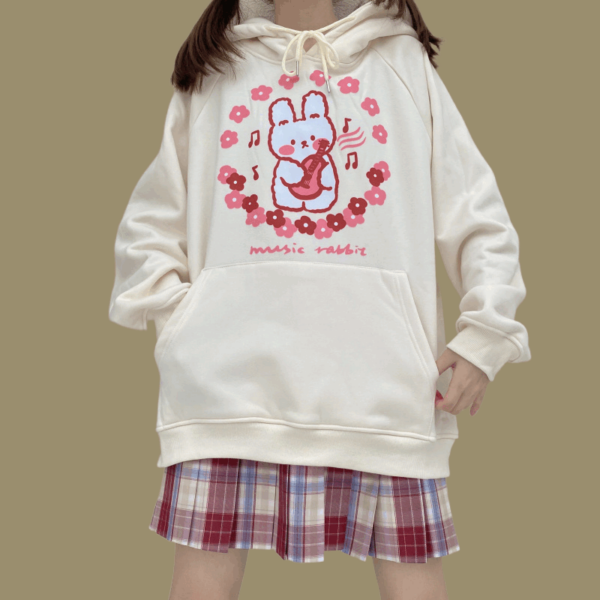 Kawaii japońska bluza z nadrukiem królika jesienne kawaii