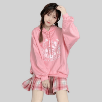 Różowa bluza Kawaii w stylu japońskiej miękkiej dziewczynki jesienne kawaii