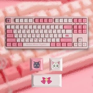 لوحة المفاتيح الميكانيكية Kawaii Pink Aesthetic Sailor Moon كاواي الجمالية