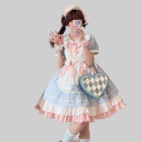 Kawaii Sweet Black Lolita Maid Dress Förkläde kawaii
