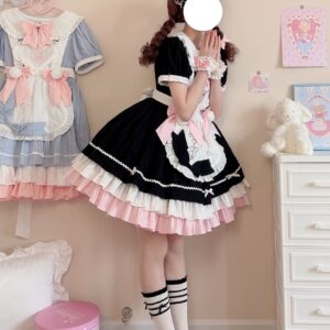 Kawaii Sweet Black Lolita Maid Dress Apron kawaii