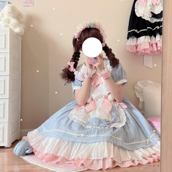 Kawaii Sweet Black Lolita Maid Dress Förkläde kawaii