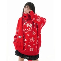 Suéter estampado gatinho estilo kawaii doce menina outono kawaii