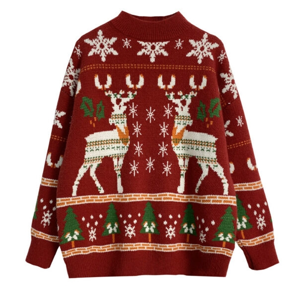 レトロクリスマススタイルヘラジカ刺繍レッドセータークリスマスかわいい