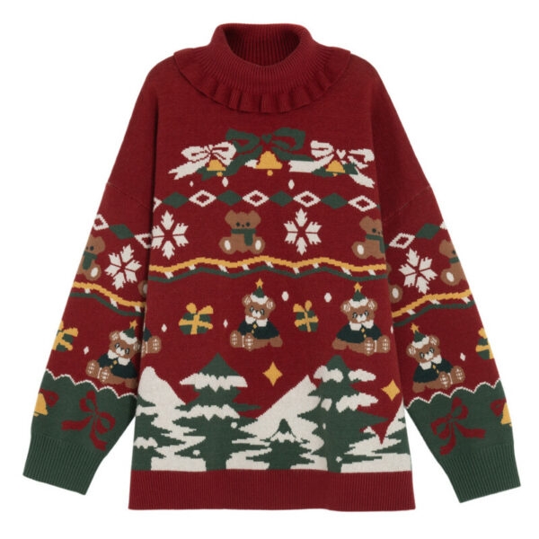 Sweet Christmas Bear Turtleneck Sweater autumn kawaii