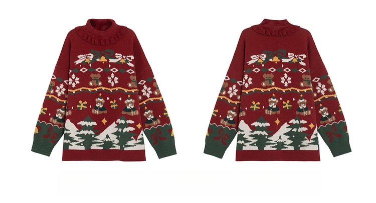 Sweet Christmas Bear Turtleneck Sweater