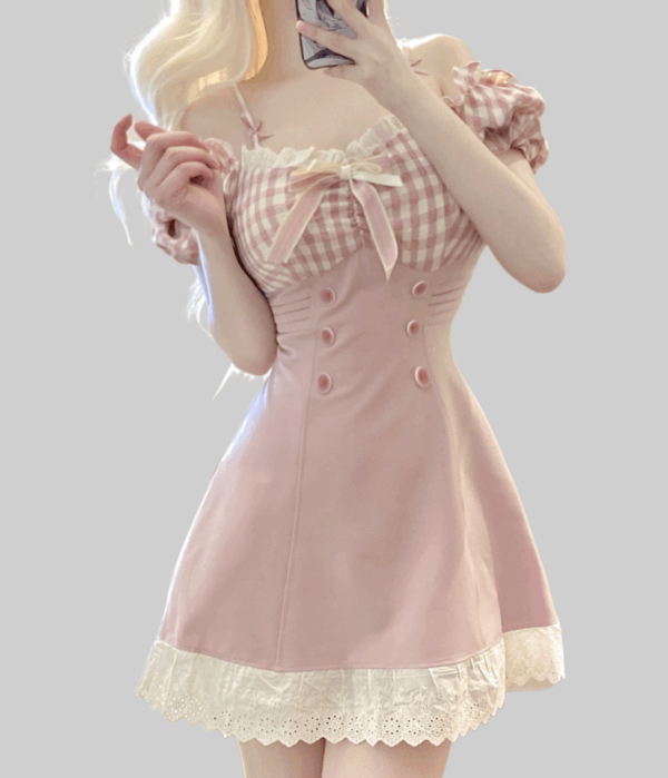 Sweet Doll Mini Gingham Dress French kawaii