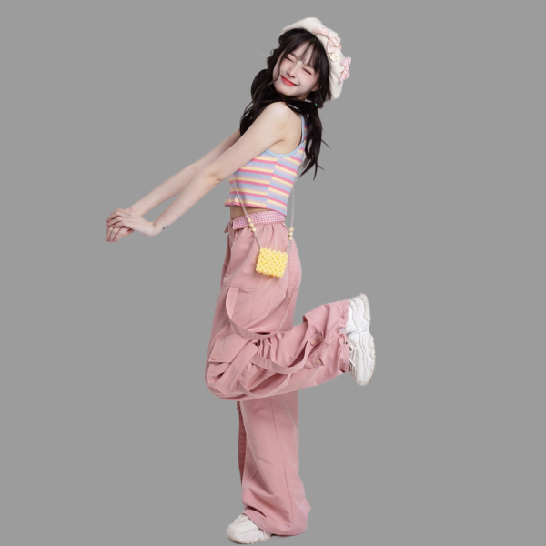 Sweet Dopamine Style Pink Overalls - Kawaii Fashion Shop | Cute Asian ...