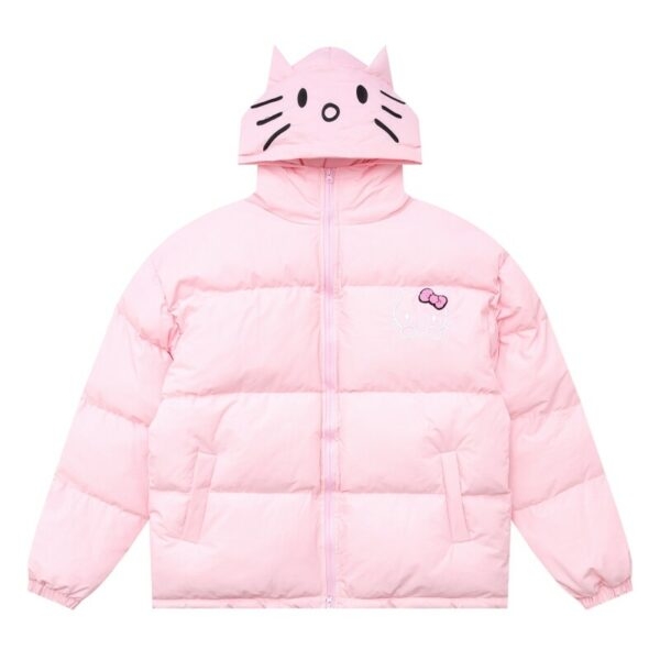 Verdickte Jacke im süßen Mädchen-Stil mit Kitty-Katze-Stickerei Süßes Kawaii
