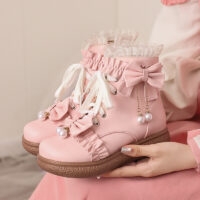 Sweet Girly Style Plysch Lolita Boots höst kawaii