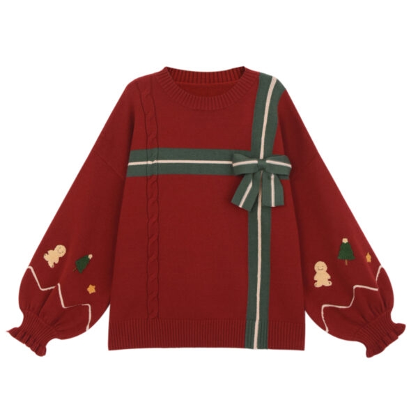Süßer roter Weihnachtspullover im Retro-Stil Weihnachtskawaii