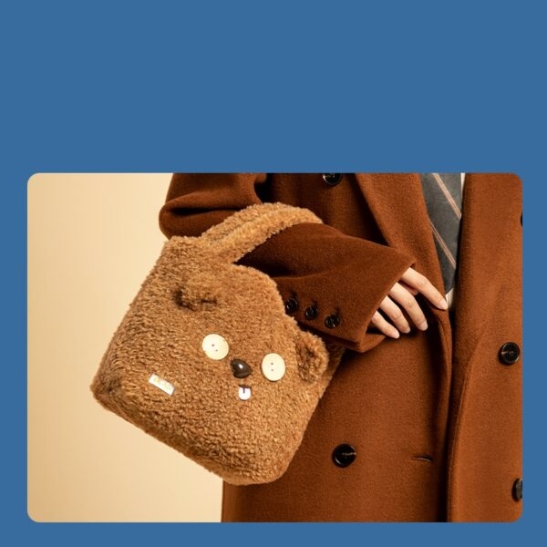 حقيبة يد من القطيفة على شكل دب كرتوني الدب كاواي
