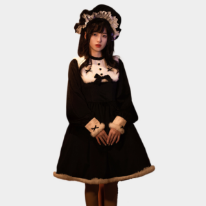 Robe Lolita noire de Style poupée élégante, poupée kawaii