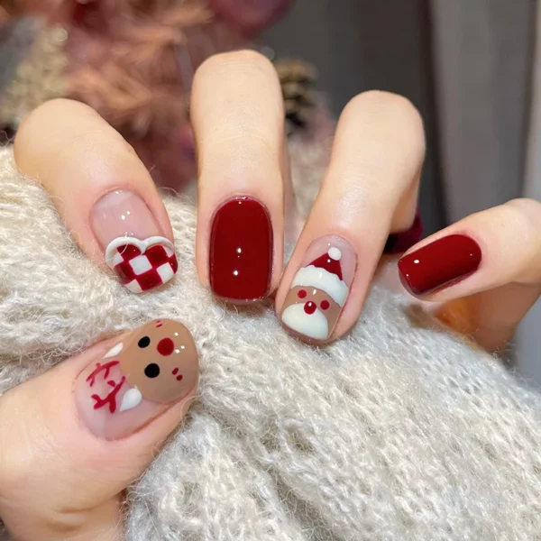 Faux ongles thème Noël Kawaii automne kawaii