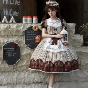 Kawaii Brown Maid Lolita Dress Set brown kawaii