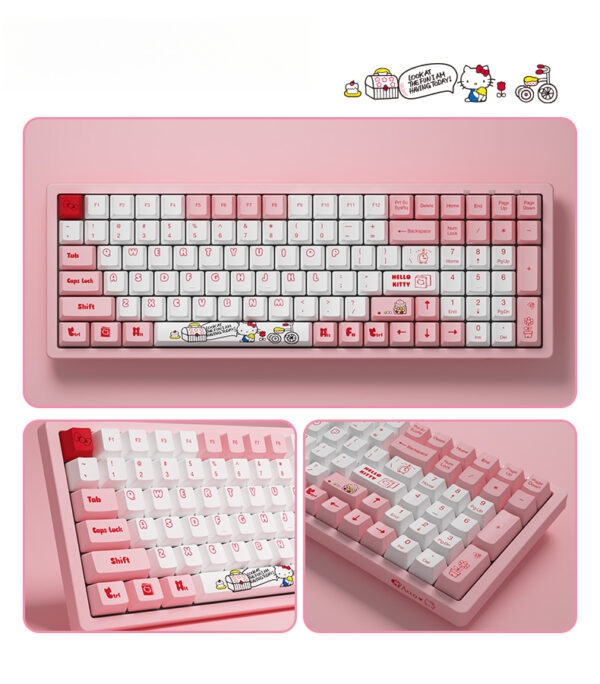 Kawaii Pink Aesthetic Hello Kitty Wired Mechanical Keyboard Game kawaii