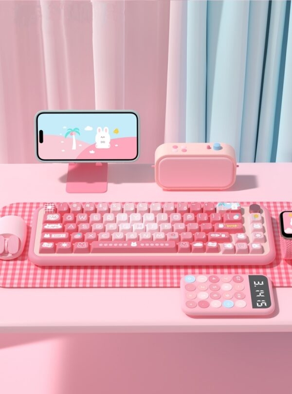 Kawaii Cute Rabbit Pink Aesthetic Keycap Set bunny kawaii