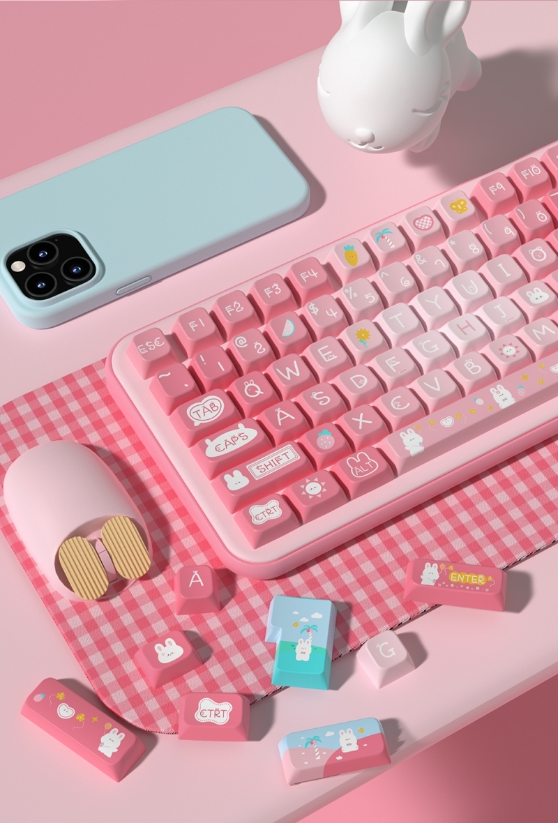 Kawaii Cute Rabbit Pink Aesthetic Keycap Set