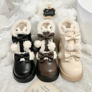 Kawaii Soft Girl Lolita Style Rund Toe Snow Boots Söt kawaii
