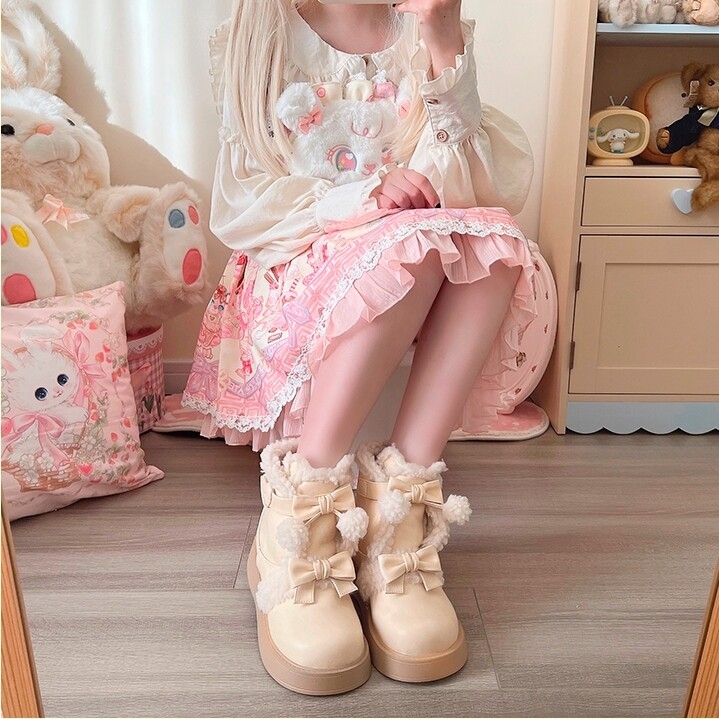 Kawaii Soft Girl Lolita Style Round Toe Snow Boots