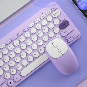 Set mouse e tastiera wireless portatili estetica viola Estetica kawaii