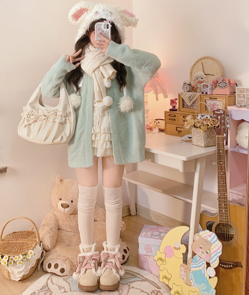 Sweet And Cute Round Toe Plush Snow Boots
