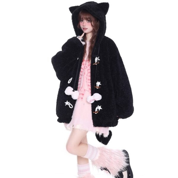 Милое девчачье пальто с капюшоном и кошачьими ушками Кошачье ухо каваи