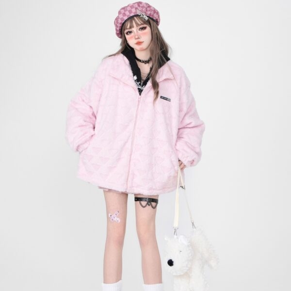 Sweet Girly Style Loving Heart Embroidered All-match Coat autumn kawaii