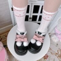 Zoete fluwelen Lolita-schoen met dikke zolen in Japanse stijl Japanse kawaii