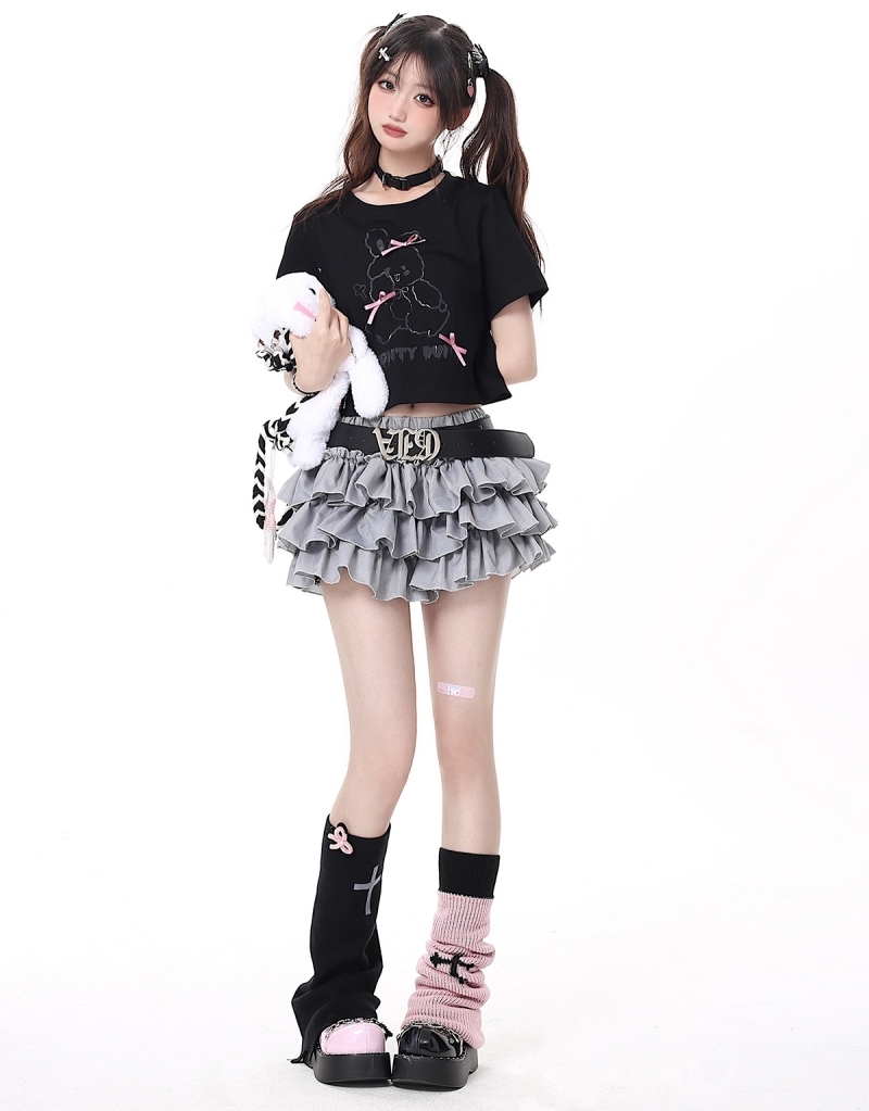 Japansk söt och cool All-Match Rutig kjol