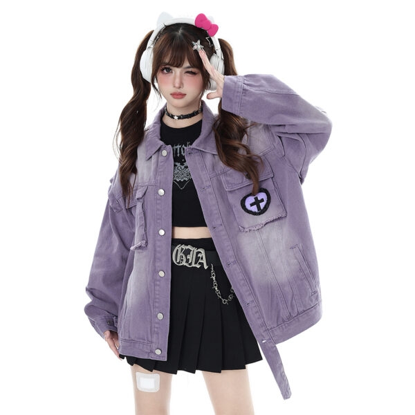 Sweet Cool Style Purple Aesthetic Loose Coat Aesthetic kawaii