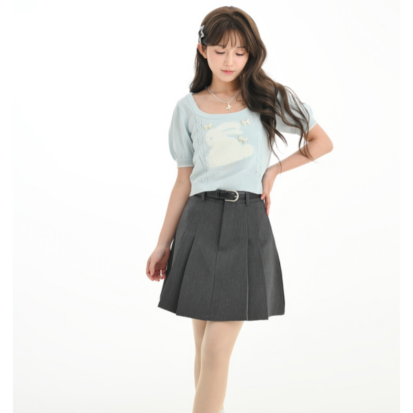 Sweet Girl 소프트 스타일 인형 칼라 니트 티셔츠 인형 칼라 카와이