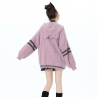 Suéter de punto tipo cárdigan rosa dulce y femenino Cárdigan kawaii