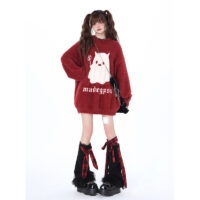 Универсальный свитер в милом девчачьем стиле с вышивкой мультяшного призрака осень каваи