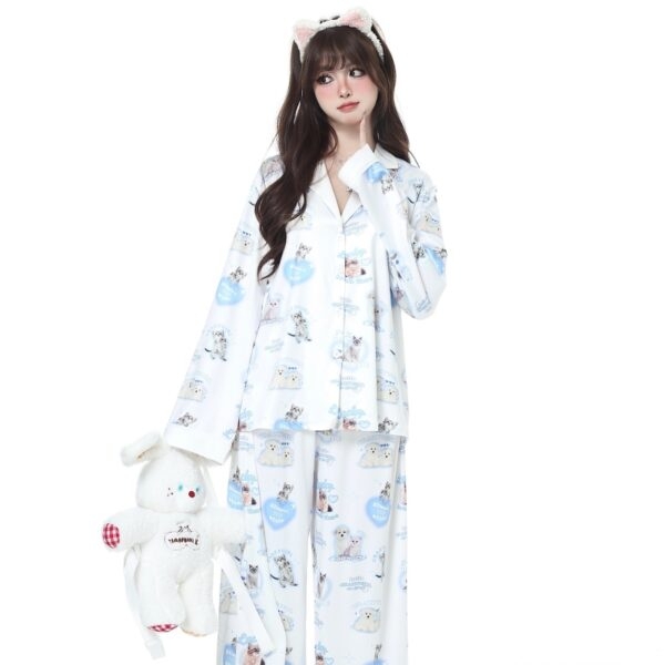 Conjunto de pijama con estampado de gatito lindo estilo femenino dulce gatito kawaii