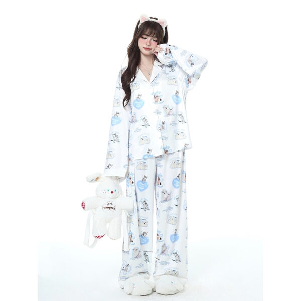 Sweet Girly Style Söt Kitten Print Pyjamas Set Kitty kawaii