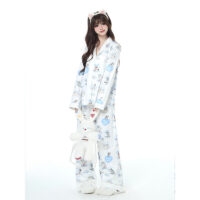 Conjunto de pijama com estampa de gatinho fofo estilo feminino gatinha kawaii