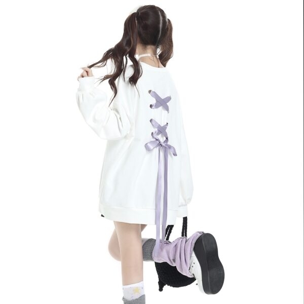 Süßes, weiches All-Match-Sweatshirt im Mädchen-Stil mit Fliege All-Match-Kawaii