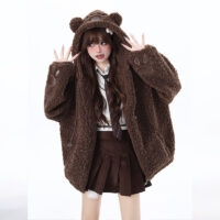 Manteau à capuche ours style girly cool et doux automne kawaii