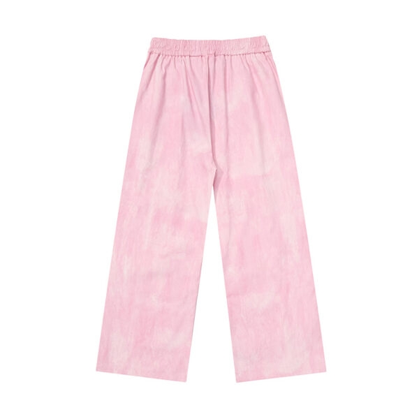 Calça reta bordada com coração rosa estilo americano Y2K outono kawaii
