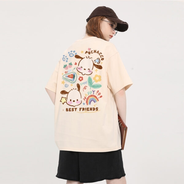 T-shirt z nadrukiem postaci Kawaii Candy Color Sanrio cukierkowy kolor kawaii