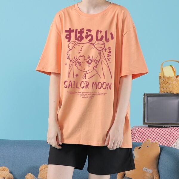 Kawaii japansk tecknad Sailor Moon T-shirt med graffititryck Tecknad kawaii