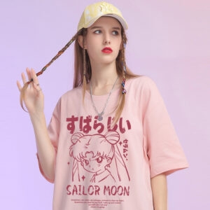 Kawaii Japanese Cartoon Sailor Moon Graffiti Print T-shirt Cartoon kawaii
