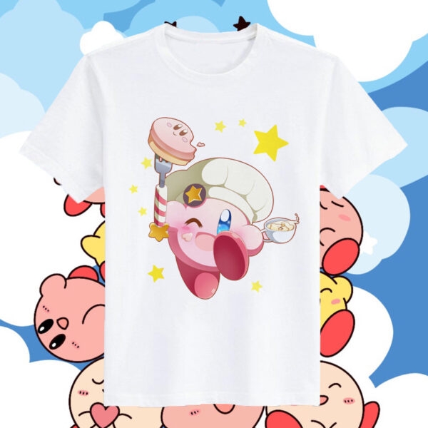 Camiseta estampada Kawaii Sweet Style Kirby Desenho animado kawaii