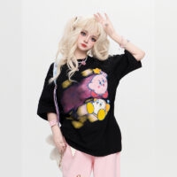 T-shirt stampata Kirby stile dolce kawaii Cartone animato kawaii