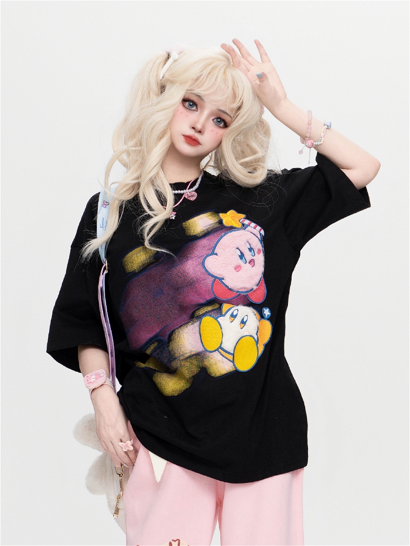 Kawaii zoete stijl Kirby bedrukt T-shirt
