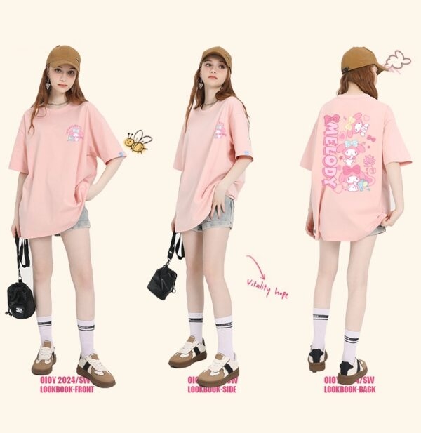 T-shirt stampata My Melody rosa stile dolce kawaii Kawaii coreano