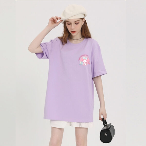 Camiseta estampada Kawaii Sweet Style rosa My Melody Kawaii coreano