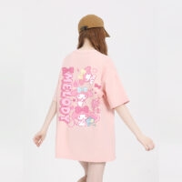 카와이 스위트 스타일 핑크 마이 멜로디 프린트 티셔츠 한국어 귀엽다
