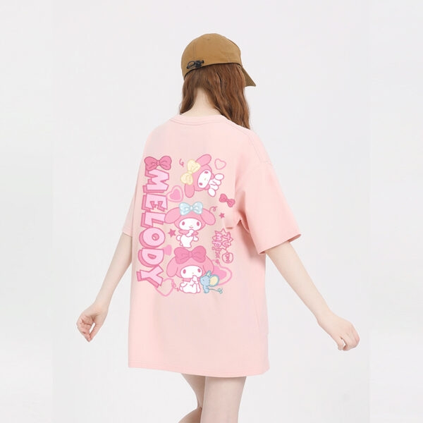 Camiseta estampada My Melody rosa estilo dulce Kawaii kawaii coreano